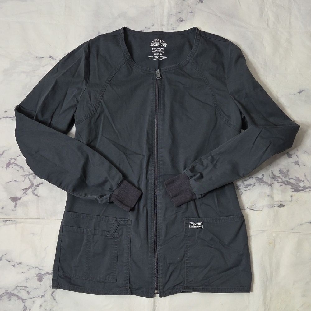 Cherokee Workwear Charcoal Gray Scrub Jacket